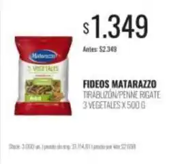 Supermercados Tadicor Matarazzo - fideos matarazzo tirablizón/penne rigate 3 vegetales oferta