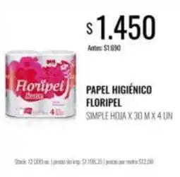 Supermercados Tadicor Floripel - papel higiénico simple hoja oferta