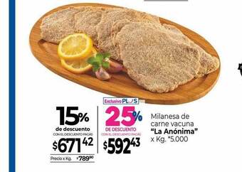 La Anonima Milanesa De Carne Vacuna oferta
