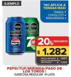 Carrefour Maxi Pepsi/mirinda/paso de los toros - gaseosa regular en lata oferta