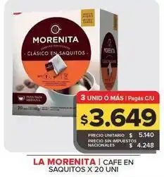 Carrefour Maxi La morenita - cafe en saquitos oferta