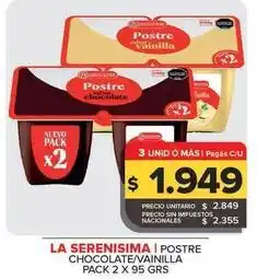 Carrefour Maxi La serenísima - postre chocolate/vainilla oferta