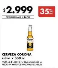 Disco Corona - cerveza rubia oferta