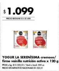 Disco La serenísima - yogur cremoso/firme vainilla nutricion activa oferta