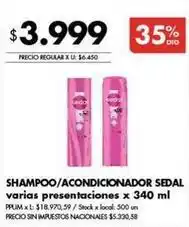Disco Sedal - shampoo/acondicionador oferta