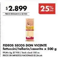 Disco Don vicente - fideos secos fettuccini/tallarín/caserito oferta