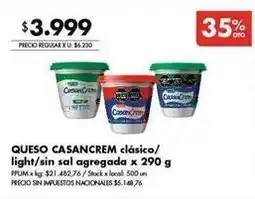 Disco Casancrem - queso clásico/ light/ sin sal agregada oferta