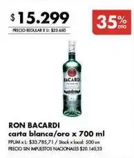 Disco Bacardi - ron carta blanca/oro oferta