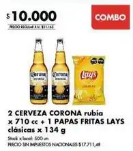 Disco Cerveza rubia x 710 cc + papas fritas clásicas x 134 g oferta