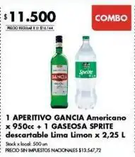 Disco Aperitivo gancia americano + gaseosa sprite descartable lima limon oferta