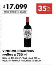 Disco Vino mil demonios malbec oferta