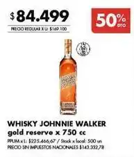 Disco Johnnie walker - gold reserve x 750 cc oferta