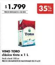 Disco Toro - vino tinto oferta