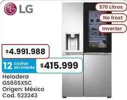 Coto Lg - heladera gs66sxsc oferta