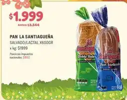 Makro La santiagueña - pan la santiagueña salvado/lactal x600gr oferta