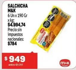 Makro M&k - salchicha oferta