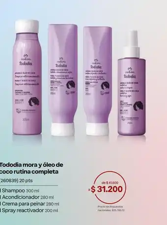 Natura - tododia mora y óleo de coco rutina completa (260839) 20 pts