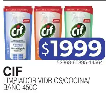 Cif limpiador vidrios/cocina/baño 450c