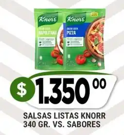 Supermercados Mayor Knorr salsas listas 340 gr. vs. sabores oferta