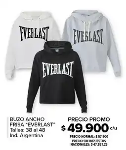 Carrefour Everlast buzo ancho frisa oferta