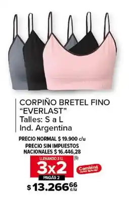 Carrefour Everlast corpiño bretel fino oferta