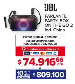 Carrefour Jbl parlante party box on the go 2 oferta