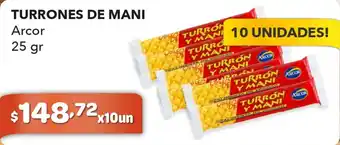 El Milagro Mayorista Arcor Turrones de Mani 25gr x10un oferta