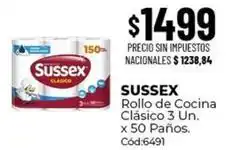 Diarco Sussex - rollo de cocina clásico 3 un. x 50 paños. cód:6491 oferta