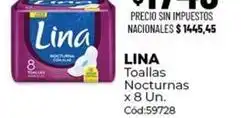 Diarco Lina - toallas nocturnas x 8 un. cód:59728 oferta
