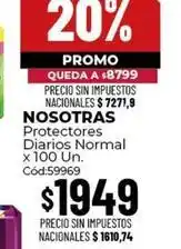 Diarco Nosotras - protectores diarios normal x 100 un. cód:59969 oferta