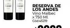 Diarco Andes - reserva de los andes vino malbec cód:45219 oferta