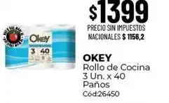 Diarco Okey - rollo de cocina 3 un. x 40 paños cód:26450 oferta