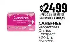 Diarco Carefree - protectores diarios compact x 20 un. cód:59930 oferta