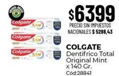 Diarco Colgate - dentifrico total original mint x 140 gr. cód:28841 oferta