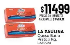 Diarco La paulina - queso barra prato x kg. cód:7220 oferta