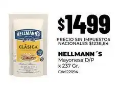 Diarco Hellmann's - mayonesa d/p x 237 gr. cód:22094 oferta