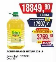 Maxiconsumo Natura - aceite girasol x 5 lt oferta