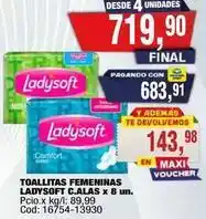Maxiconsumo Ladysoft - toallitas femeninas alas x 8 un. pcio.x kg/l: 89,99 cod: 16754-13930 oferta