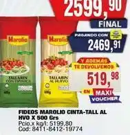 Maxiconsumo Marolio - fideos cinta-tall al hvo x 500 grs oferta
