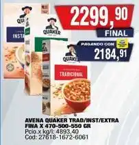 Maxiconsumo Quaker - avena trad/inst/extra oferta