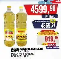 Maxiconsumo Marolio - aceite girasol molto / marolio oferta
