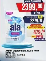 Maxiconsumo Ala - jabon liquido ropa d-pack oferta