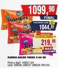 Maxiconsumo Arcor - ramen todos x 65 gr oferta