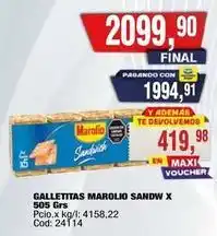 Maxiconsumo Marolio - galletitas sandw x 505 grs cod: 24114 oferta