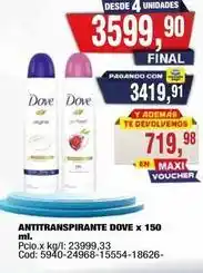 Maxiconsumo Dove - antitranspirante oferta