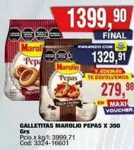 Maxiconsumo Marolio - galletitas pepas x 350 oferta