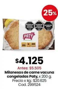 Paty - milanesas de carne vacuna congeladas