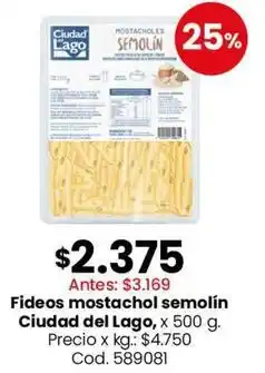 Coto Ciudad del lago - fideos mostachol semolín oferta