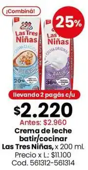 Coto Las tres niñas - crema de leche batir/cocinar oferta
