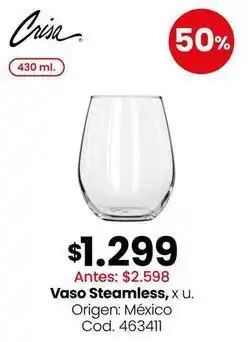 Coto Origen - vaso steamless, x u. cod. 463411 oferta